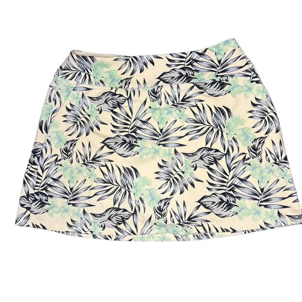 Tommy Bahama Women's Large Blue/White/Green Floral Palm Leaf Golf Skirt‎ / Skort